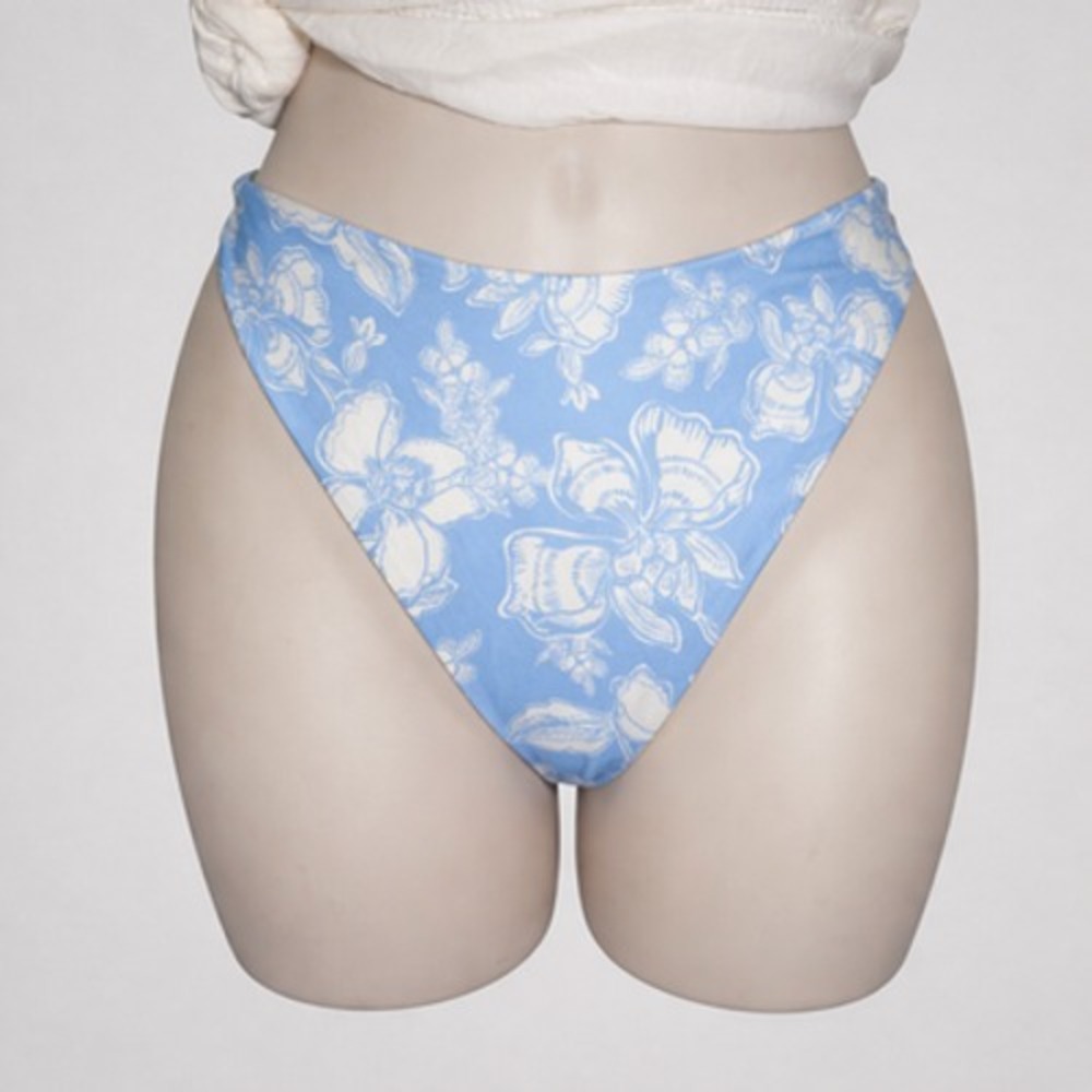 L*Space Bikini Bottom Womens XL Blue Floral Bitsy Cut Cheeky High Leg Swim